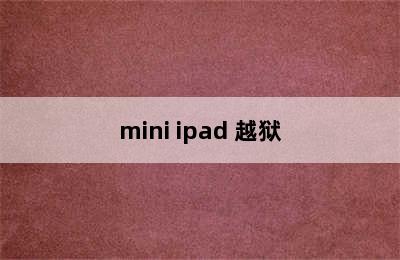 mini ipad 越狱